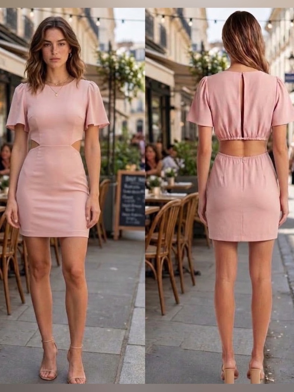 NWT Abercrombie Angel Sleeve Cutout Mini Dress-Size XXS Light Pink
